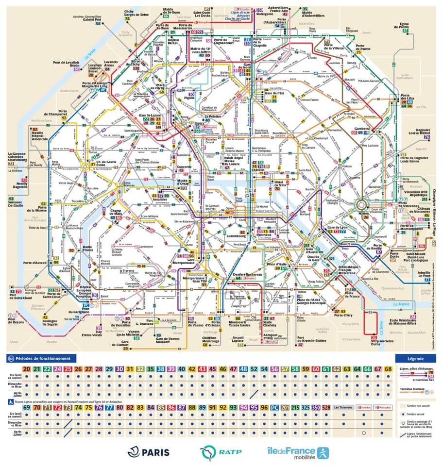 Paris Bus kaart