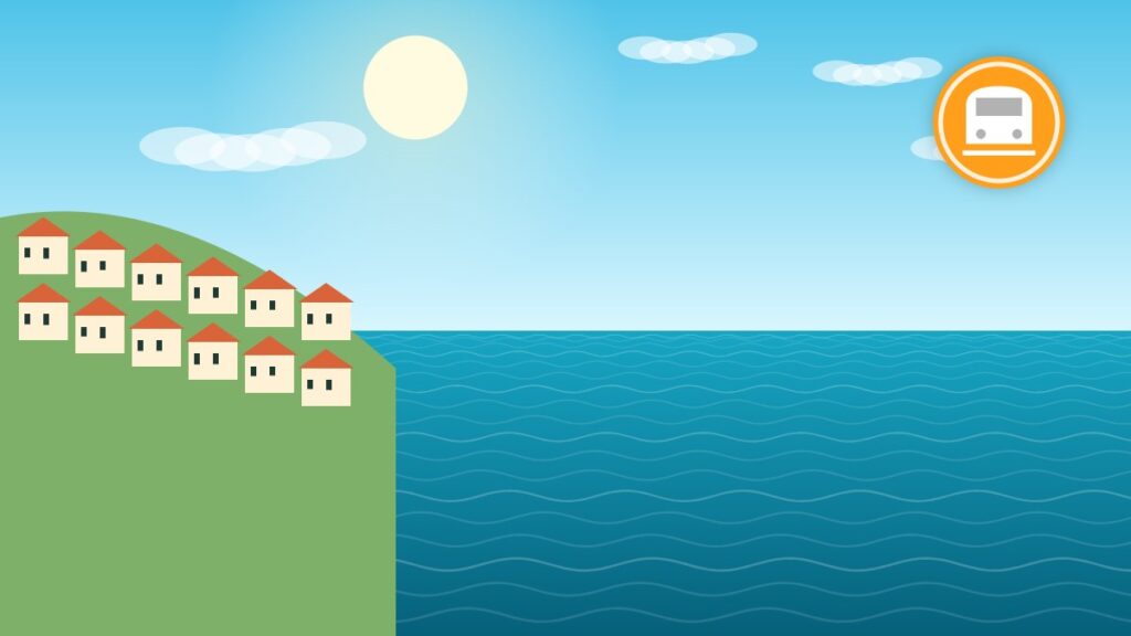 Illustration of the French Riviera coastline between Nice and Monaco