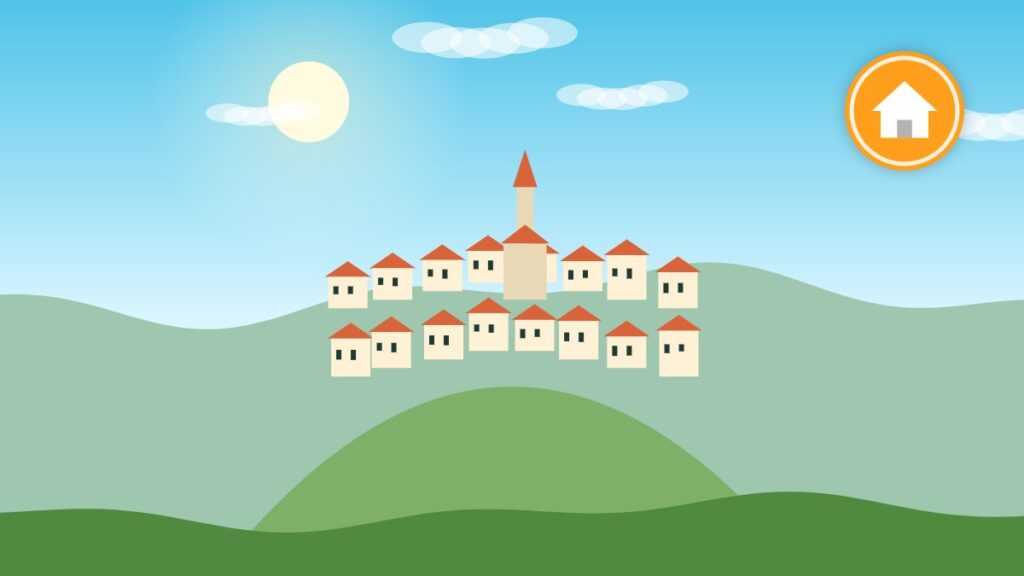 Illustration of a Provençal hilltop village like those of the Luberon