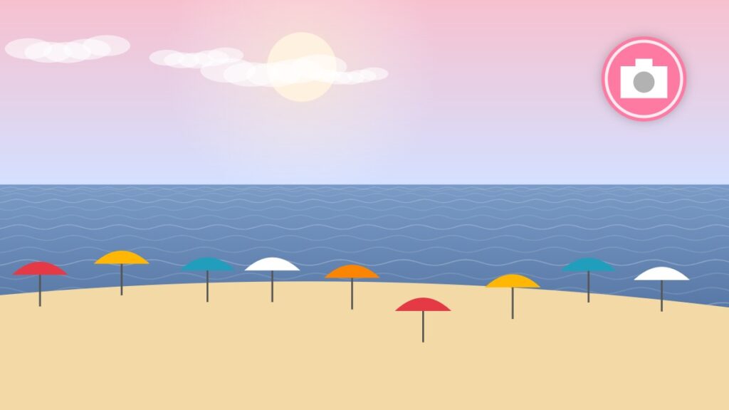 Illustration of a Normandy seaside with the English Channel and beach