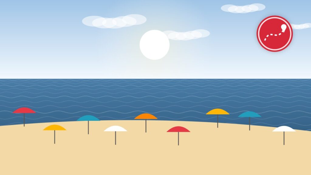 Illustration of a quiet Normandy beach along the English Channel